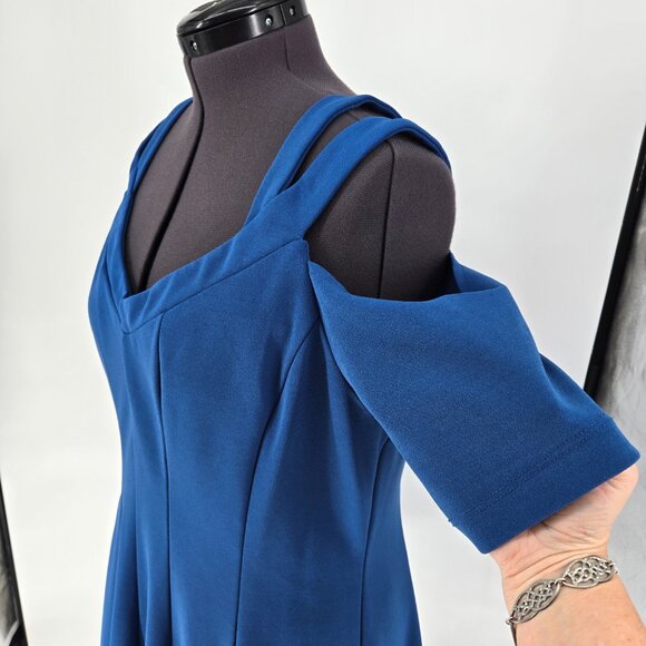616-31 Lane Bryant Royal Blue Dress Off Shoulder Fit & Flare Size 18 - Picture 7 of 11